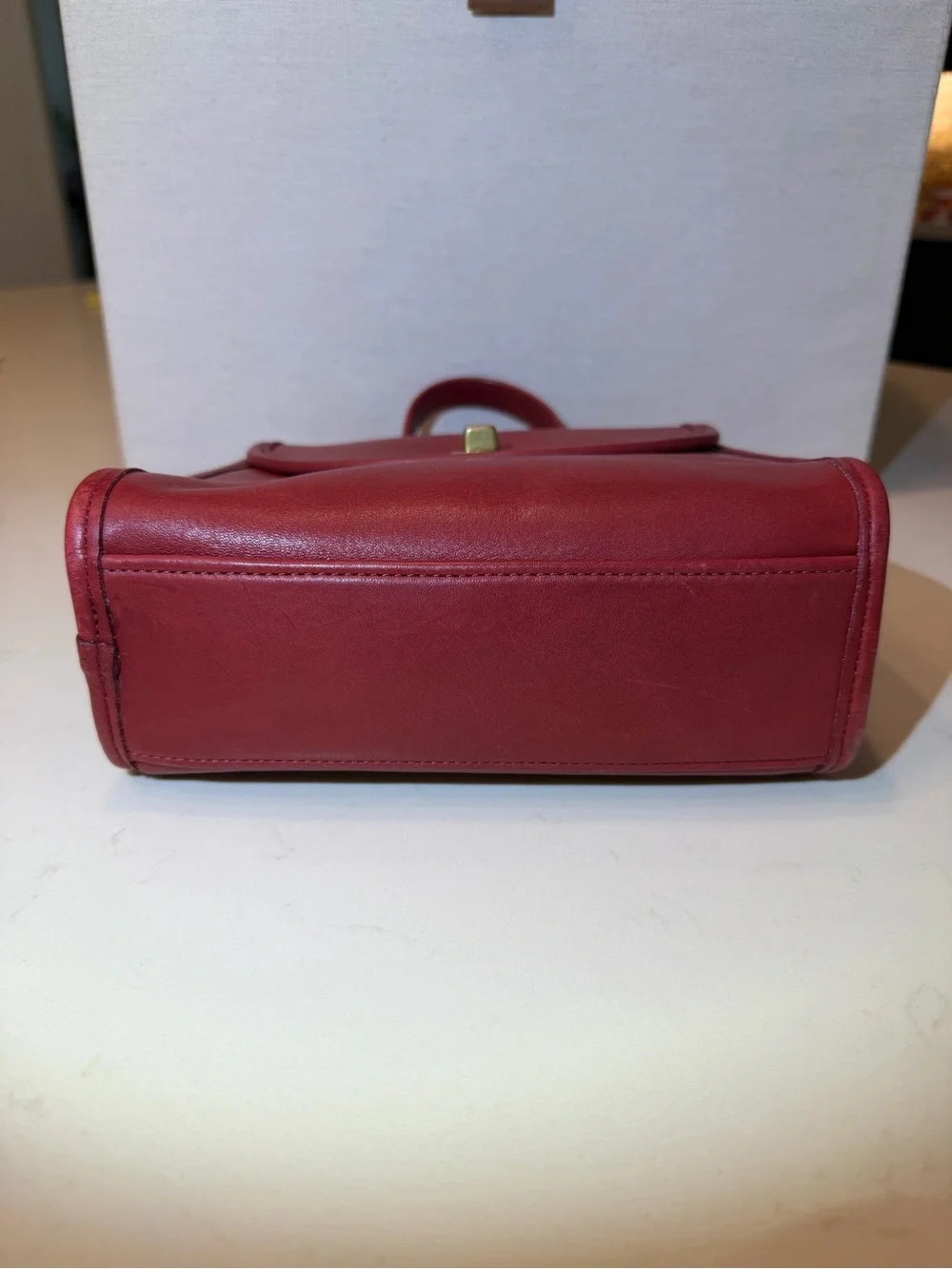 Coach Red Leather Top-Handle Satchel with Gold Hardware